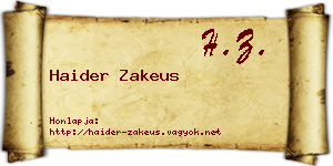 Haider Zakeus névjegykártya
